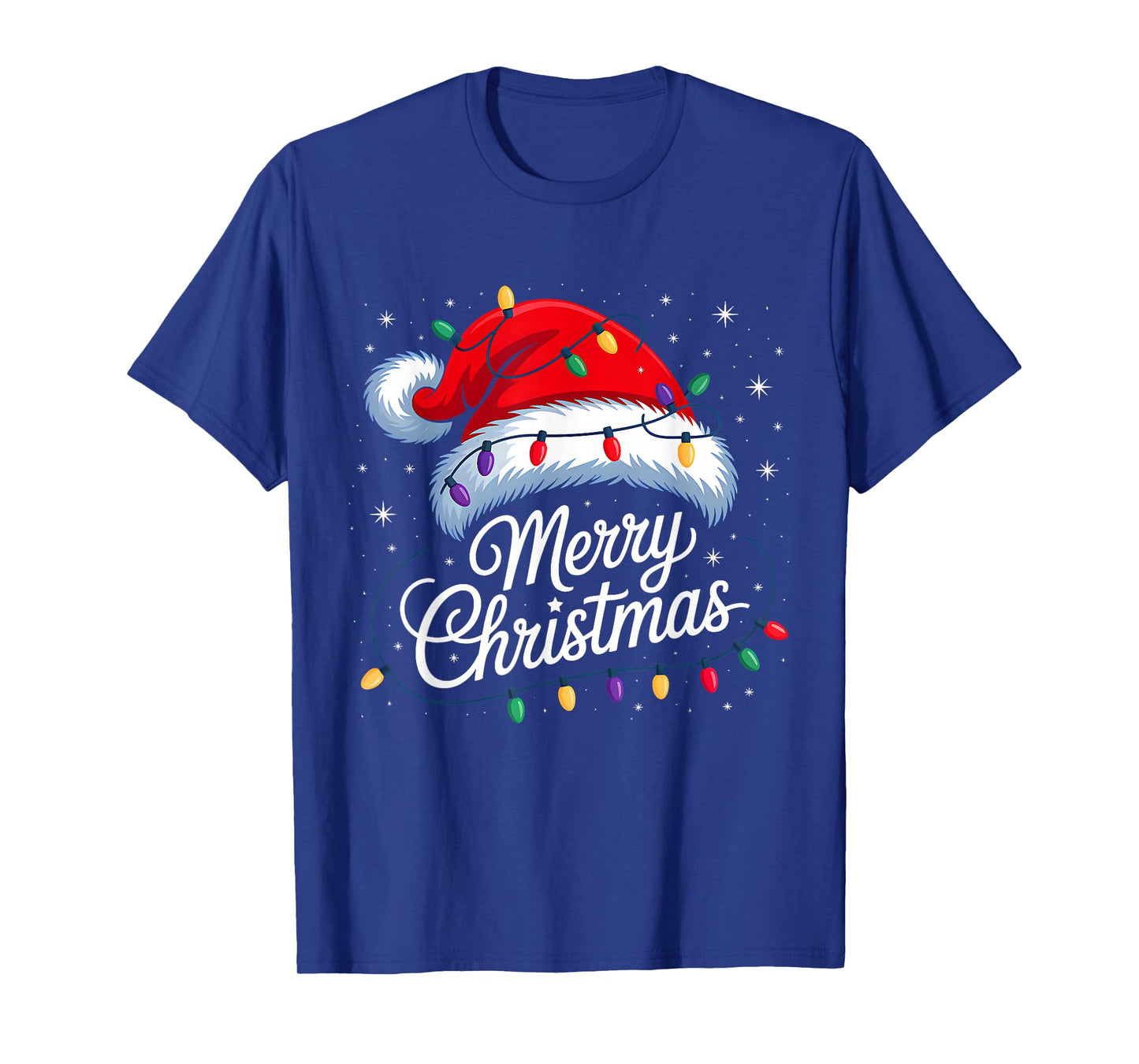 Merry Christmas Lights Red Santa Hat Xmas Family Men Women T-Shirt