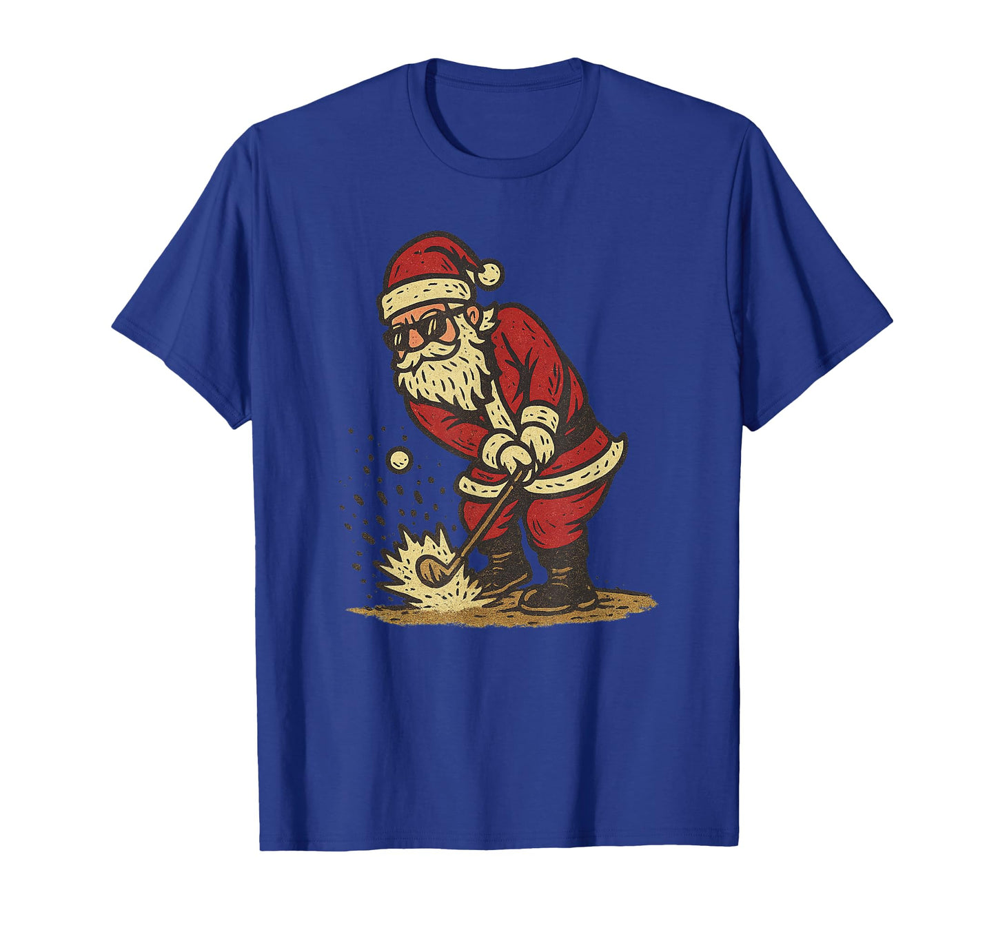 Santa Playing Golf Christmas Vintage Funny Xmas T-Shirt