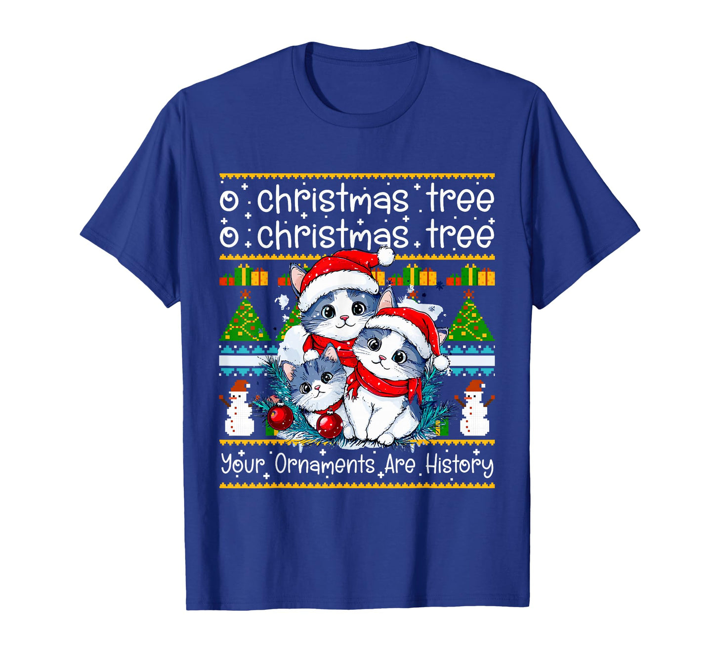 Cats Christmas Shirt Funny Ornaments Pajama Tee T-Shirt