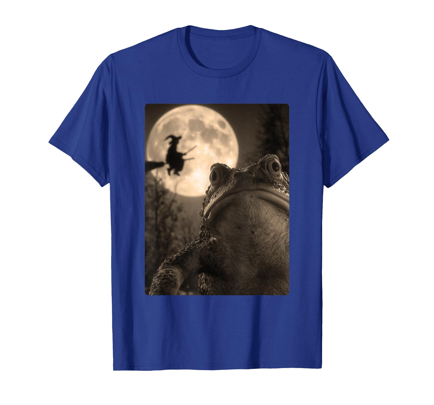 Funny Toad Selfie Full Moon Flying Witch Forest Halloween T-Shirt