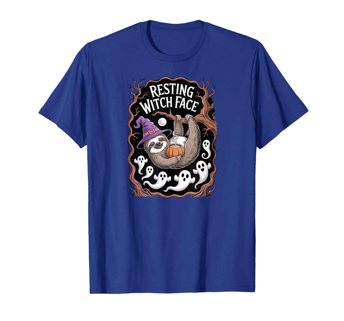 Halloween Sloth Resting Witch Face T-Shirt