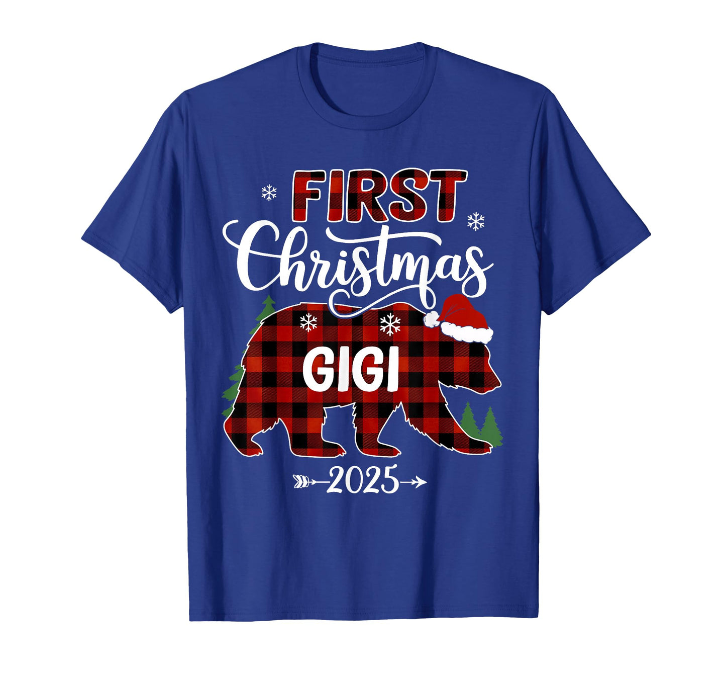 Pregnancy First Christmas Gigi Red Plaid Bear Santa 2025 T-Shirt