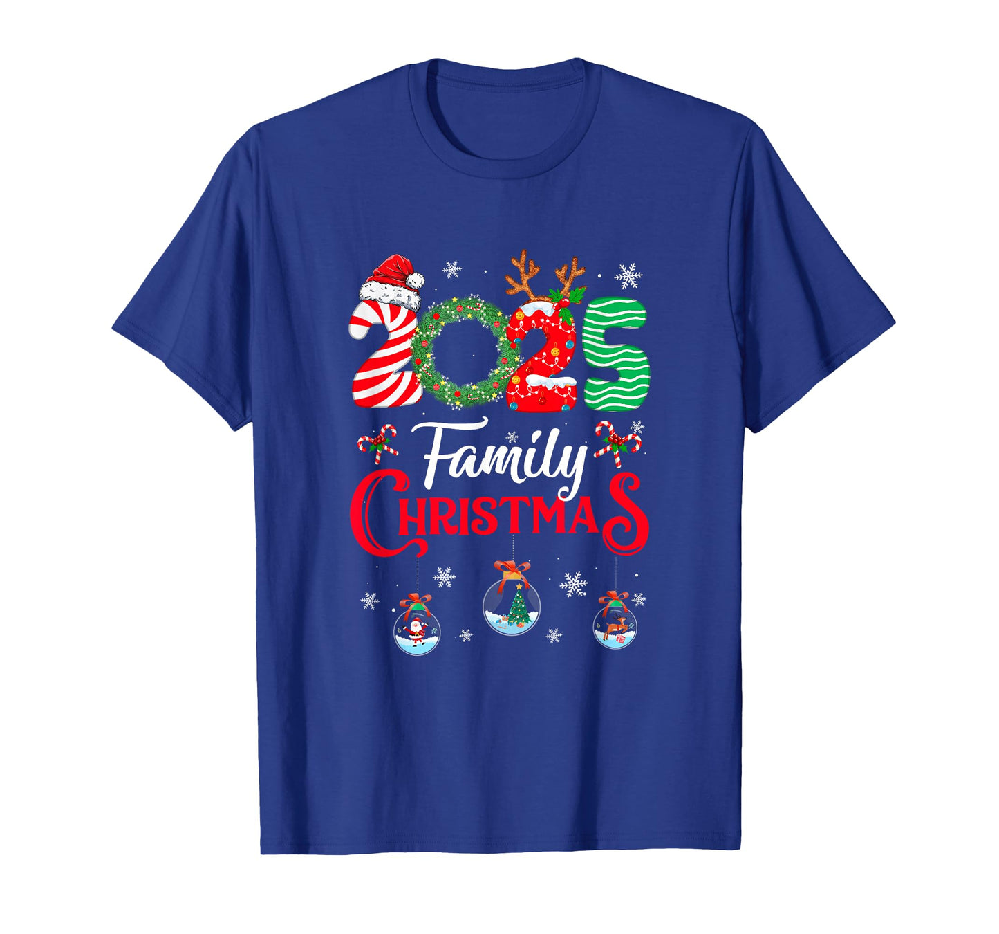 Family Christmas 2025 Merry Xmas Ball Light Garden Reindeer T-Shirt