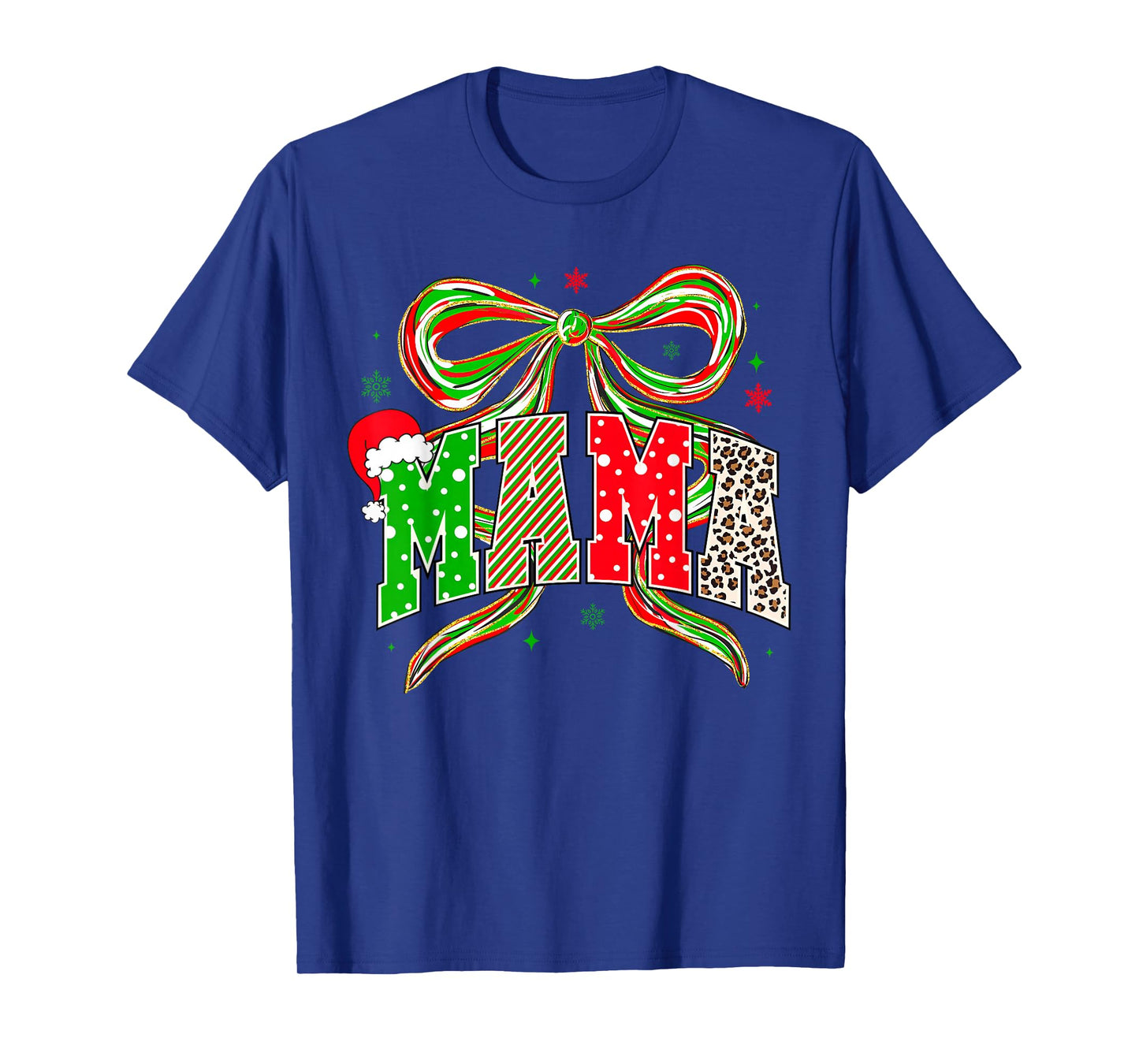 Mama Coquette Bow Merry Christmas Snowflake Pajamas Holiday T-Shirt