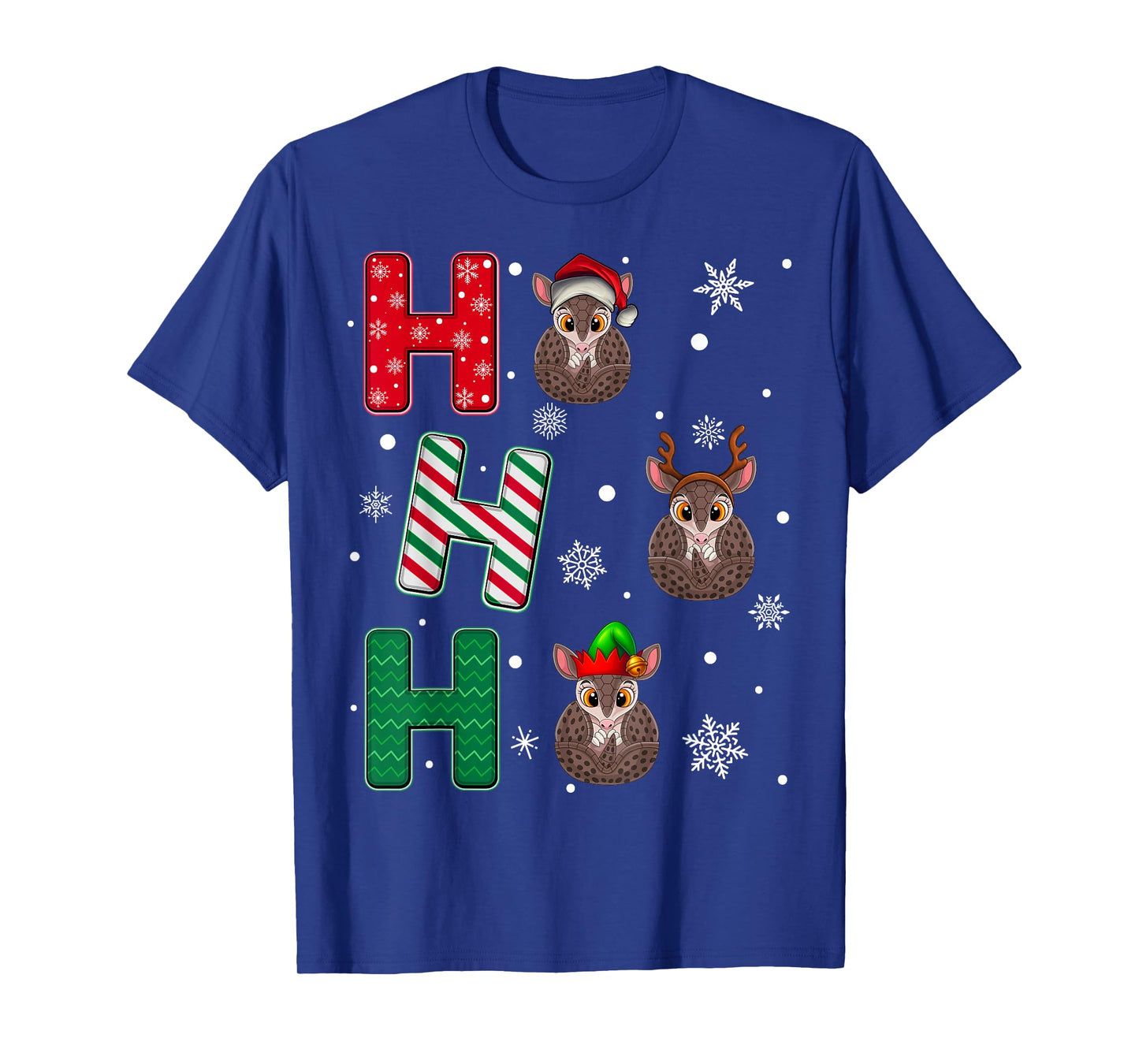 Ho Ho Ho Pangolin Animal Matching Santa Elf Xmas T-Shirt
