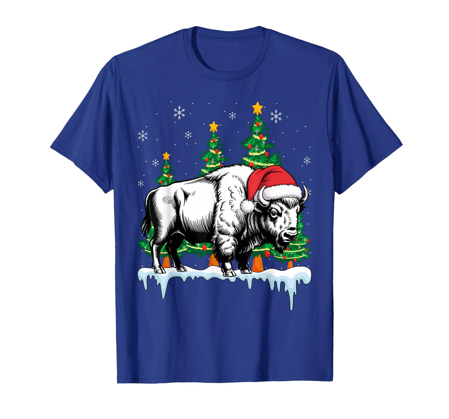 Bison Christmas: Buffalo in Santa Hat T-Shirt