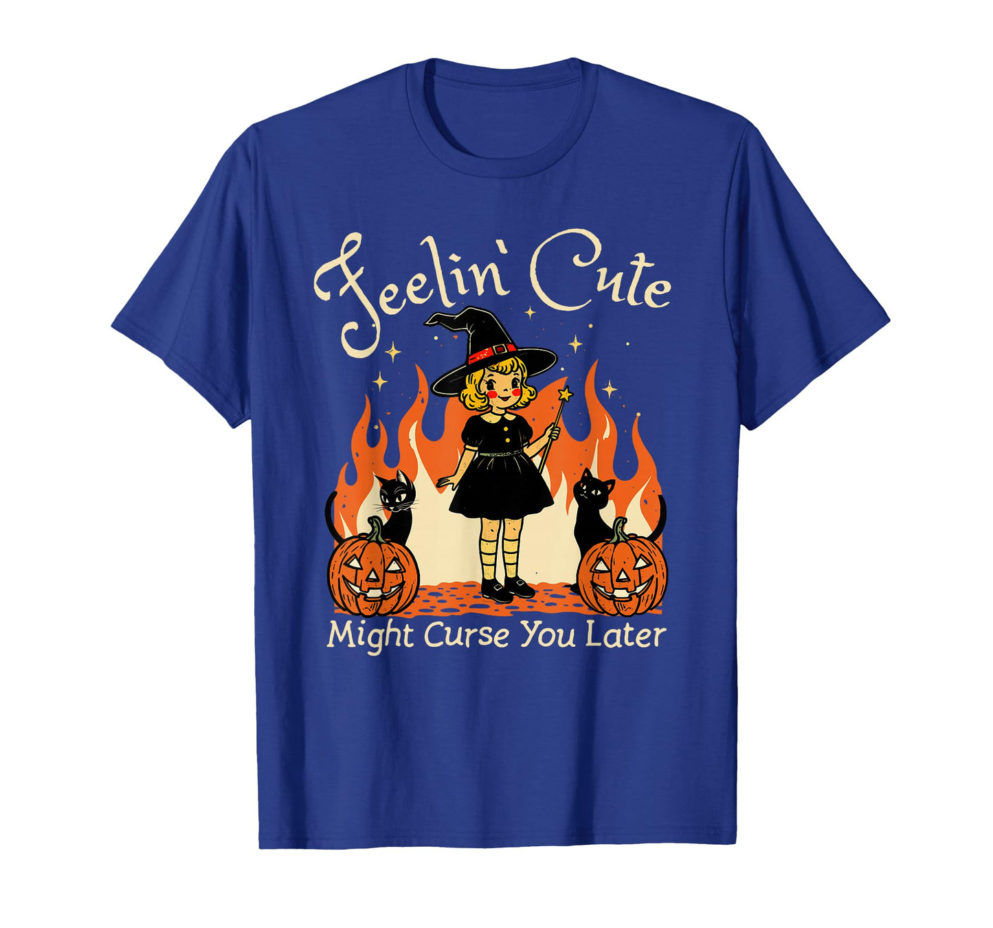 Feeling’s Cute Might Curse You Later Halloween Black Cat T-Shirt