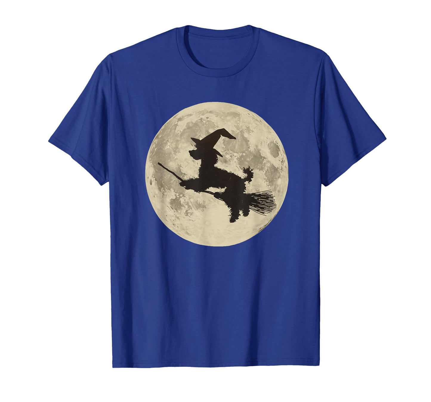 Poodle Halloween Moon Dog Witch on Broomstick Spooky Season T-Shirt