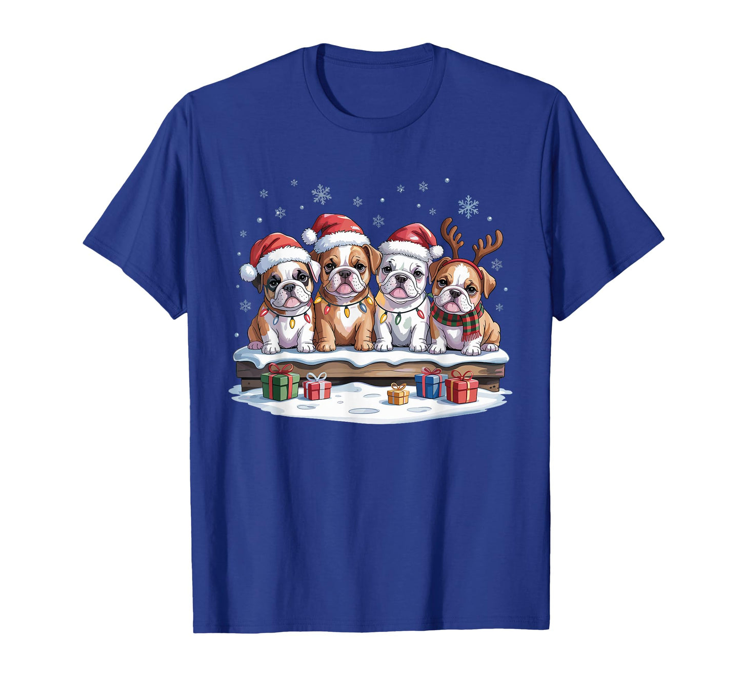 Cute Bulldog Christmas Puppies Dog Lovers Holiday Pajamas T-Shirt