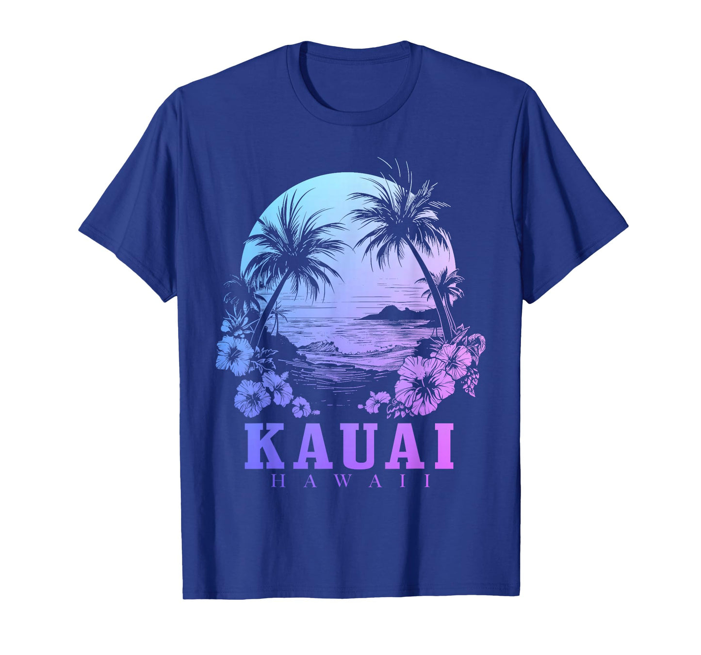 Kauai Hawaii Hawaiian Hibiscus Flowers Surfer Souvenir T-Shirt