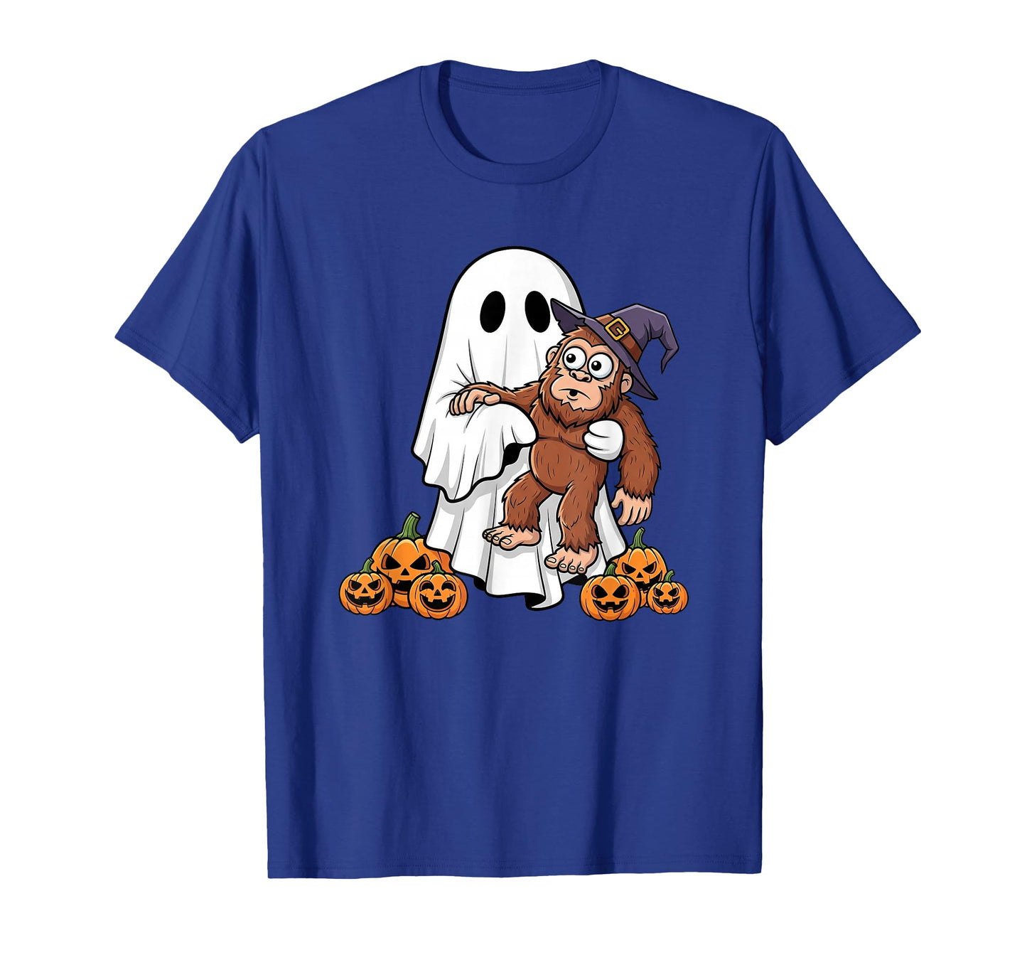 Funny Ghost Bigfoot Pumpkin Halloween Kids Mens Womens T-Shirt