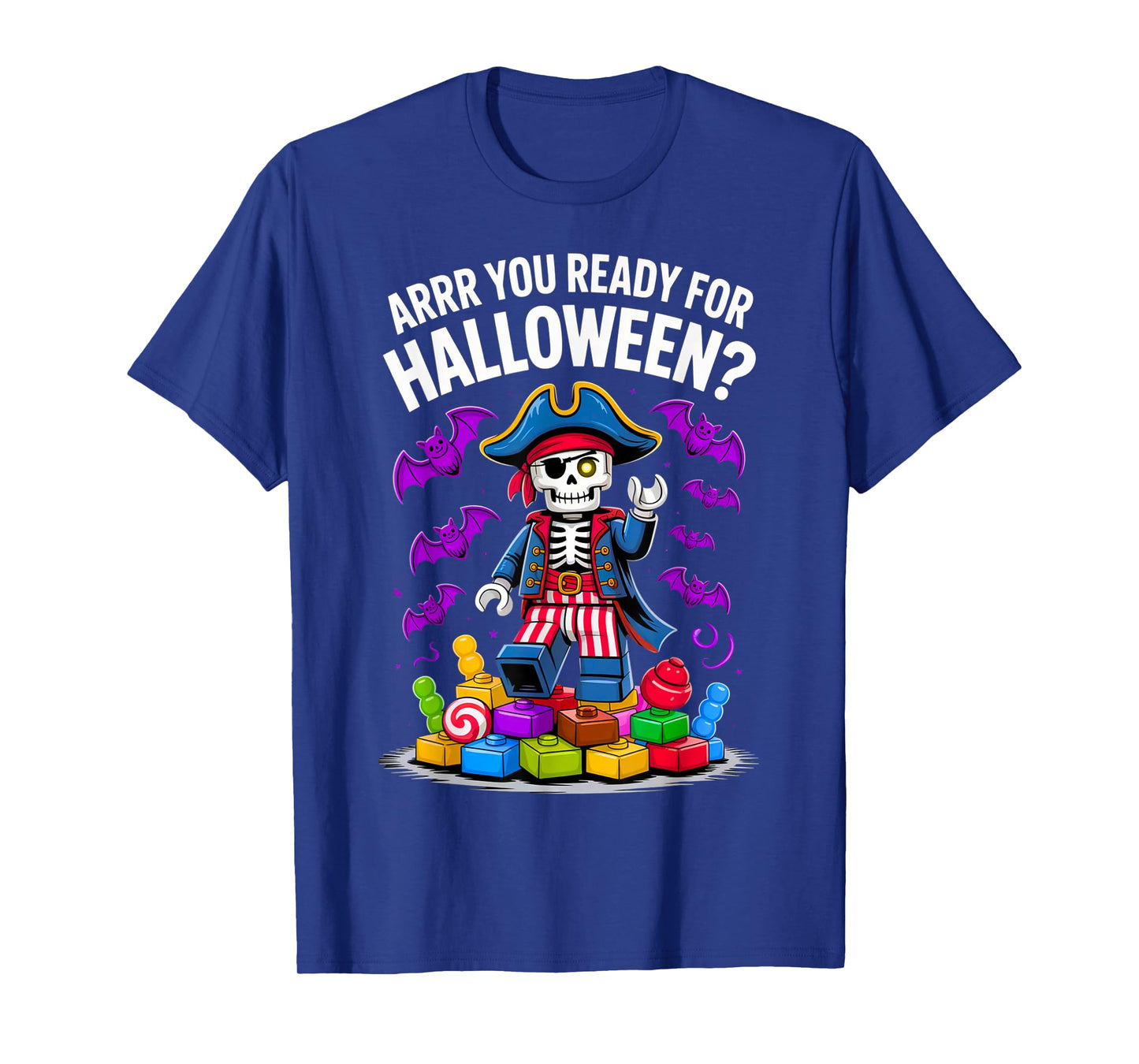 Halloween Bricks Pirate Skeleton Builder Blocks Building Toy T-Shirt