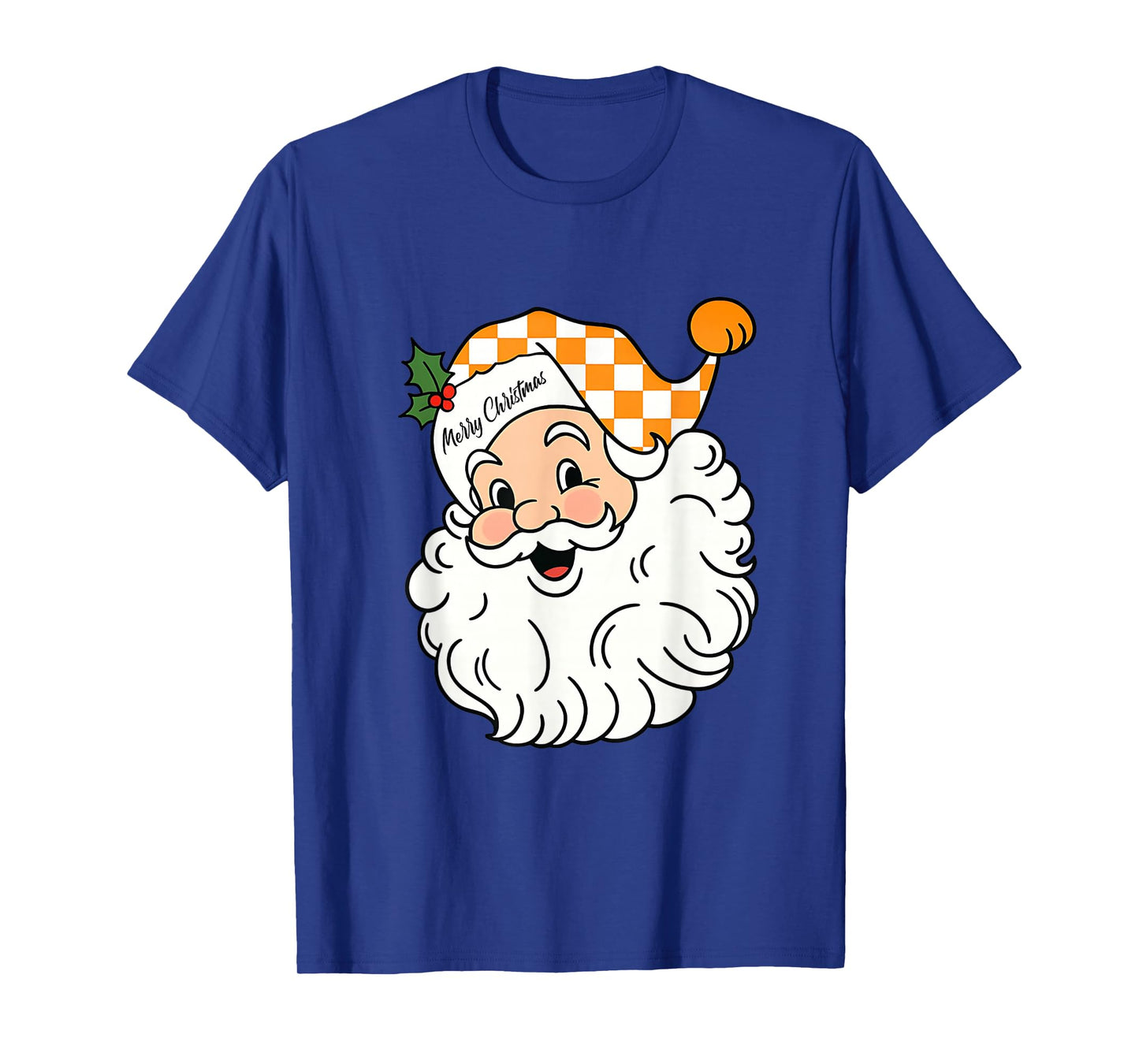 Tennessee Merry Christmas Santa Checkerboard Orange & White T-Shirt
