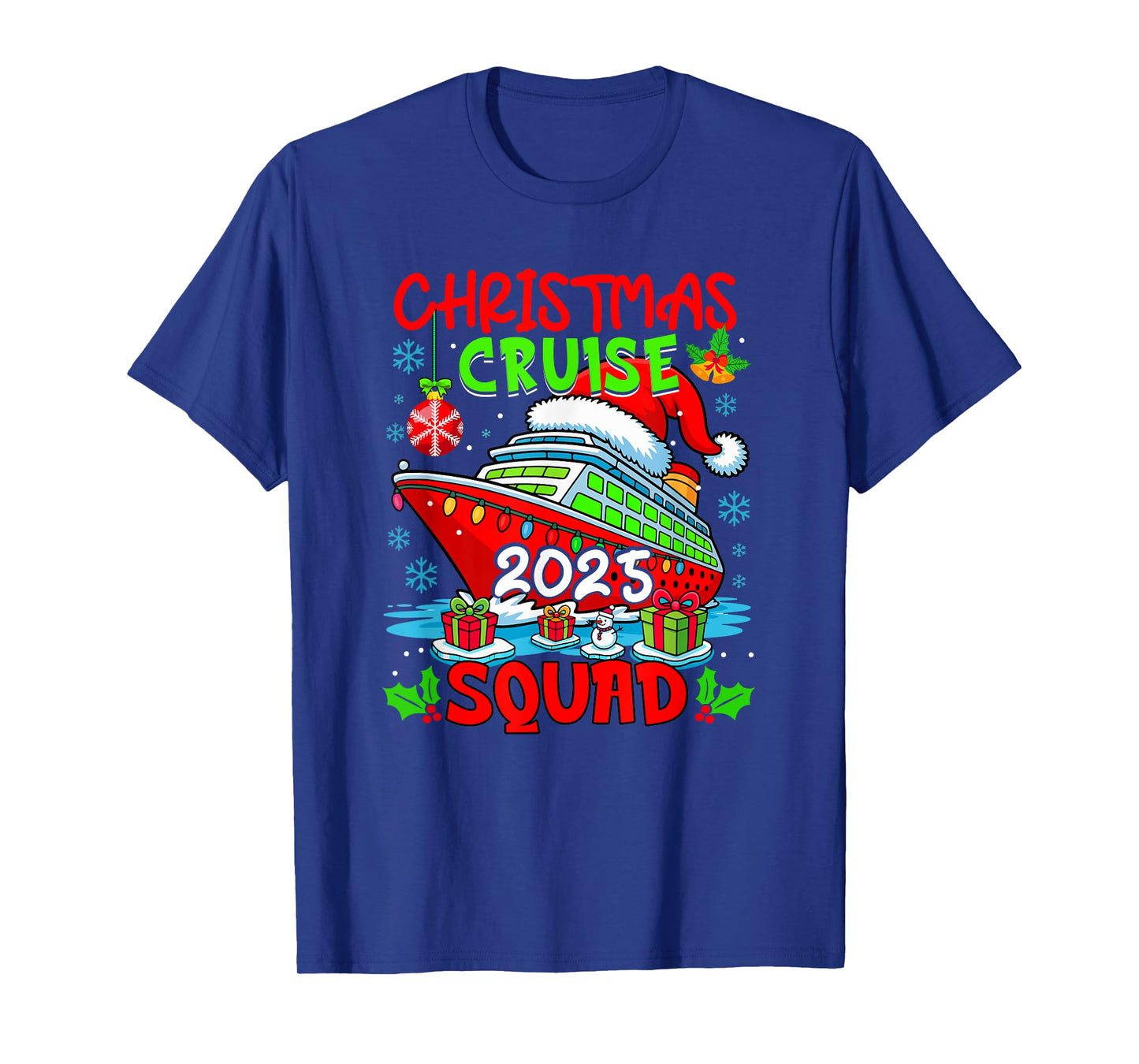 Cruise Squad 2025 Christmas Santa Cruise Ship Colorful Light T-Shirt