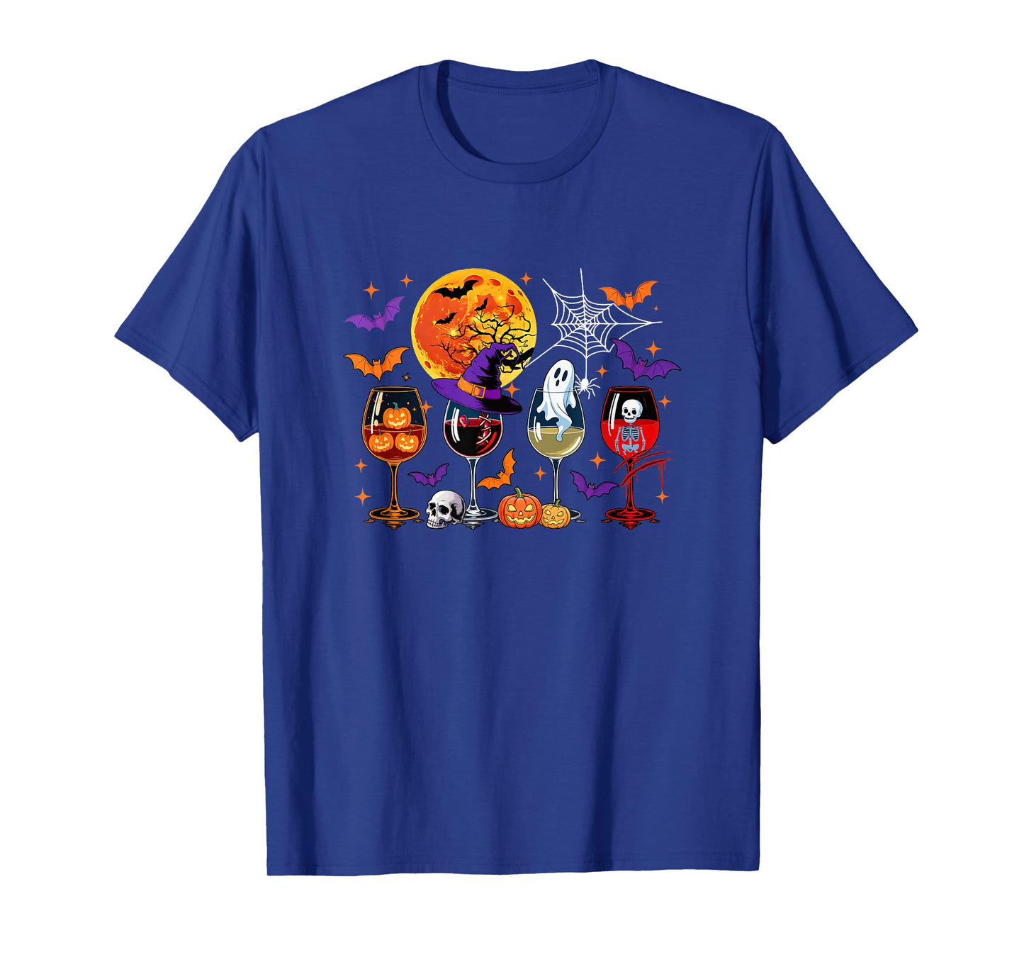 Collection Wine Glasses Halloween Witch Boo Skeleton Drinker T-Shirt