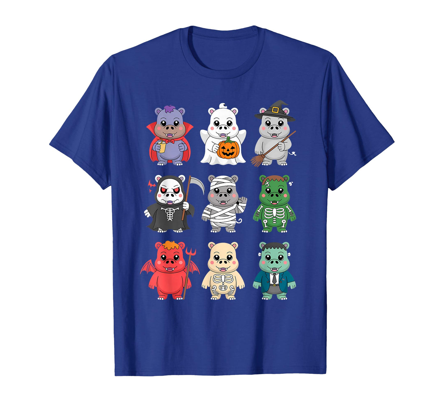 Funny Hippo Ghost Witch Zombie Halloween Costume Boys Girls T-Shirt