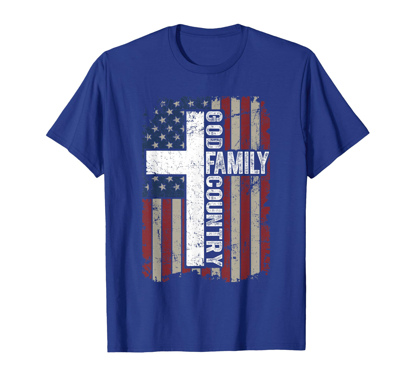 God Family Country Patriotic Christian Vintage USA Flag T-Shirt