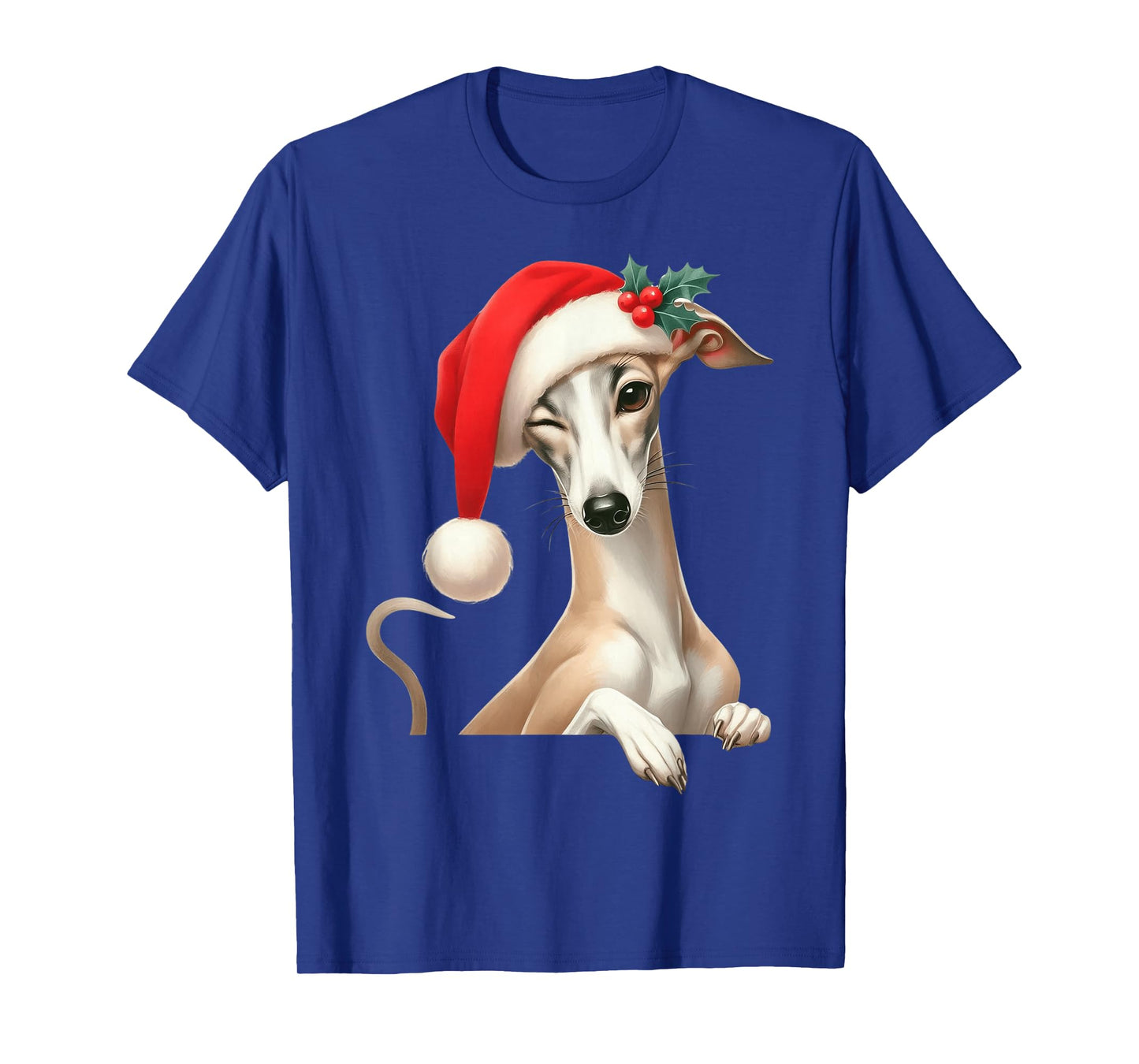 Whippet Dog Christmas Santa Hat Dog Mom Dad T-Shirt