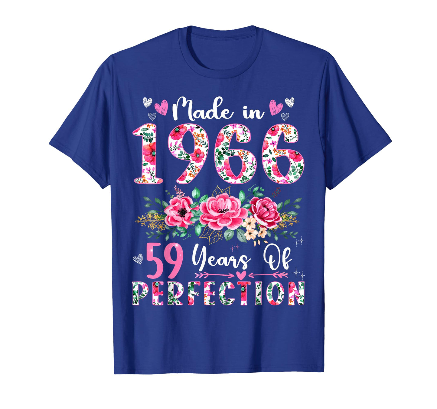 59 Year Old Made In 1966 Floral 59th Birthday Women T-Shirt