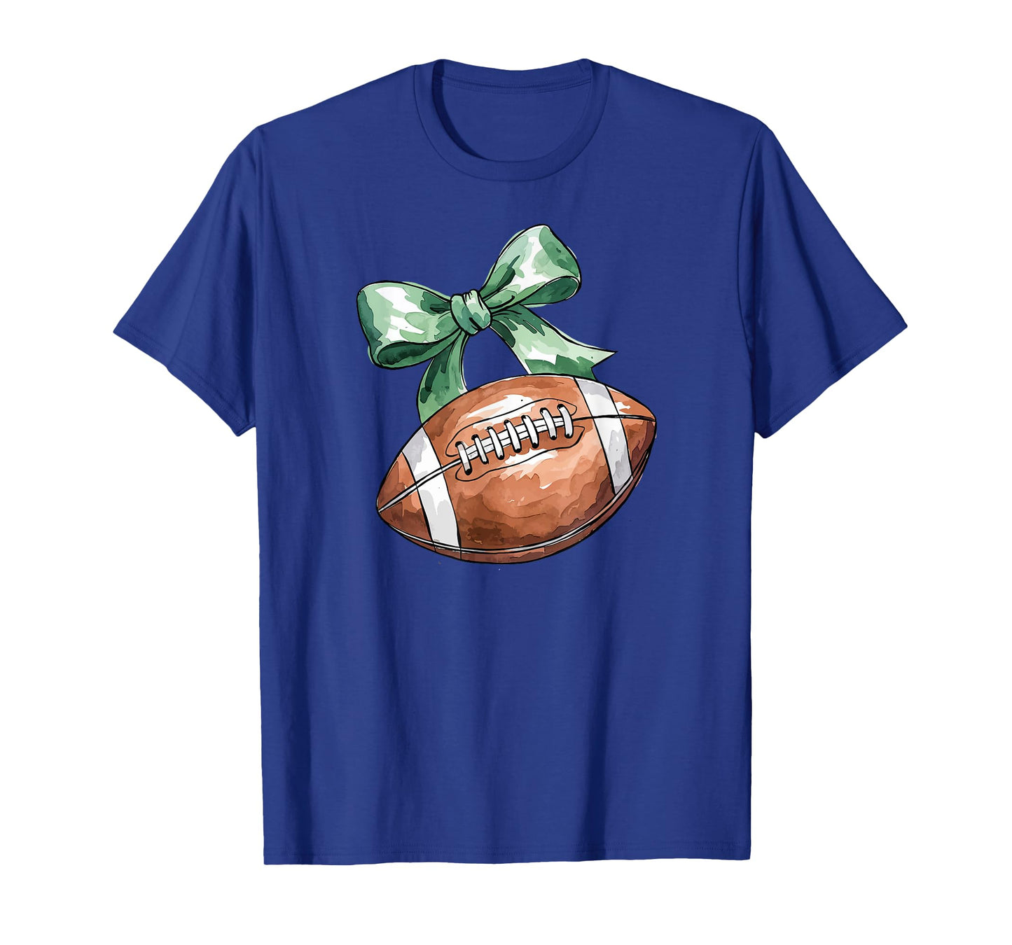 Coquette Football with Green Bow, Cute Team Spirit Sports T-Shirt