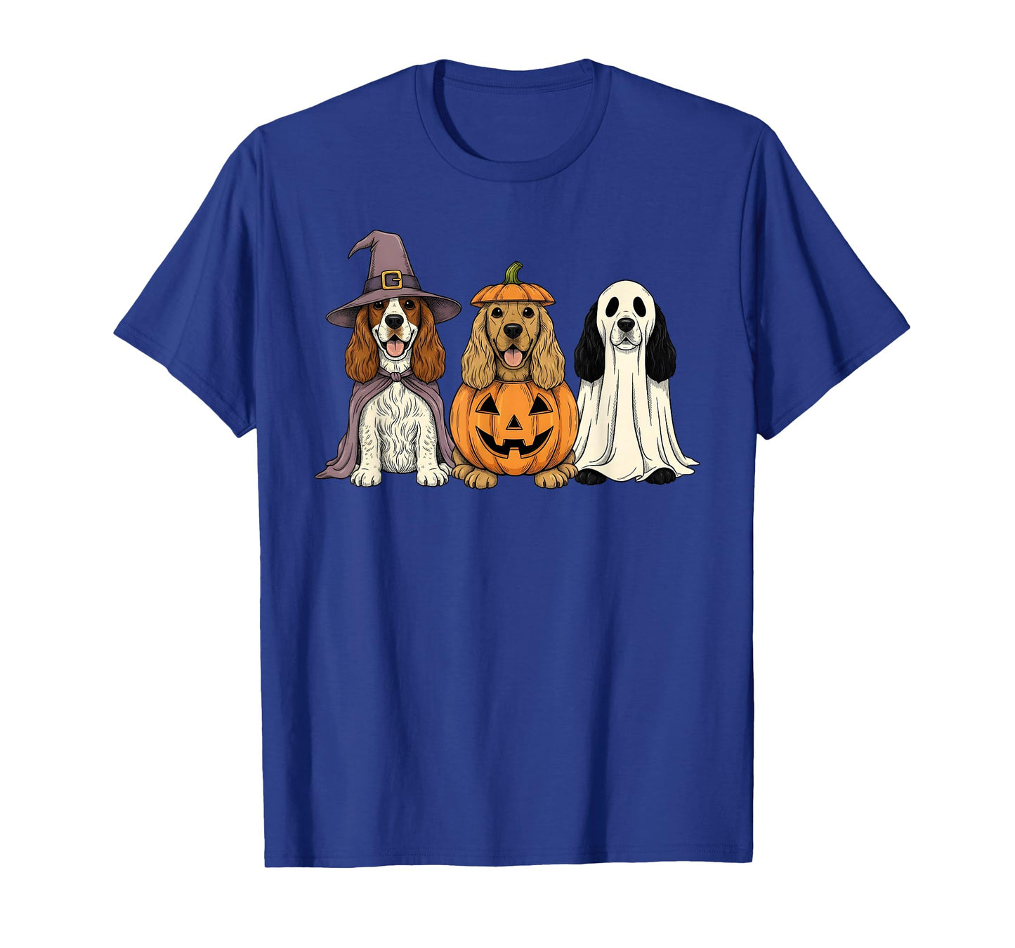 Spooky Ghost Cocker Spaniel Pumpkin Halloween Dog Lover T-Shirt