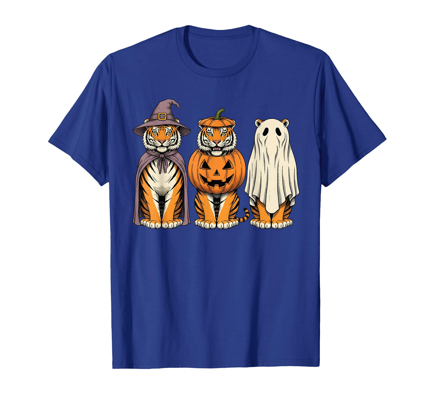 Spooky Ghost Tiger Pumpkin Halloween Safari Animal T-Shirt