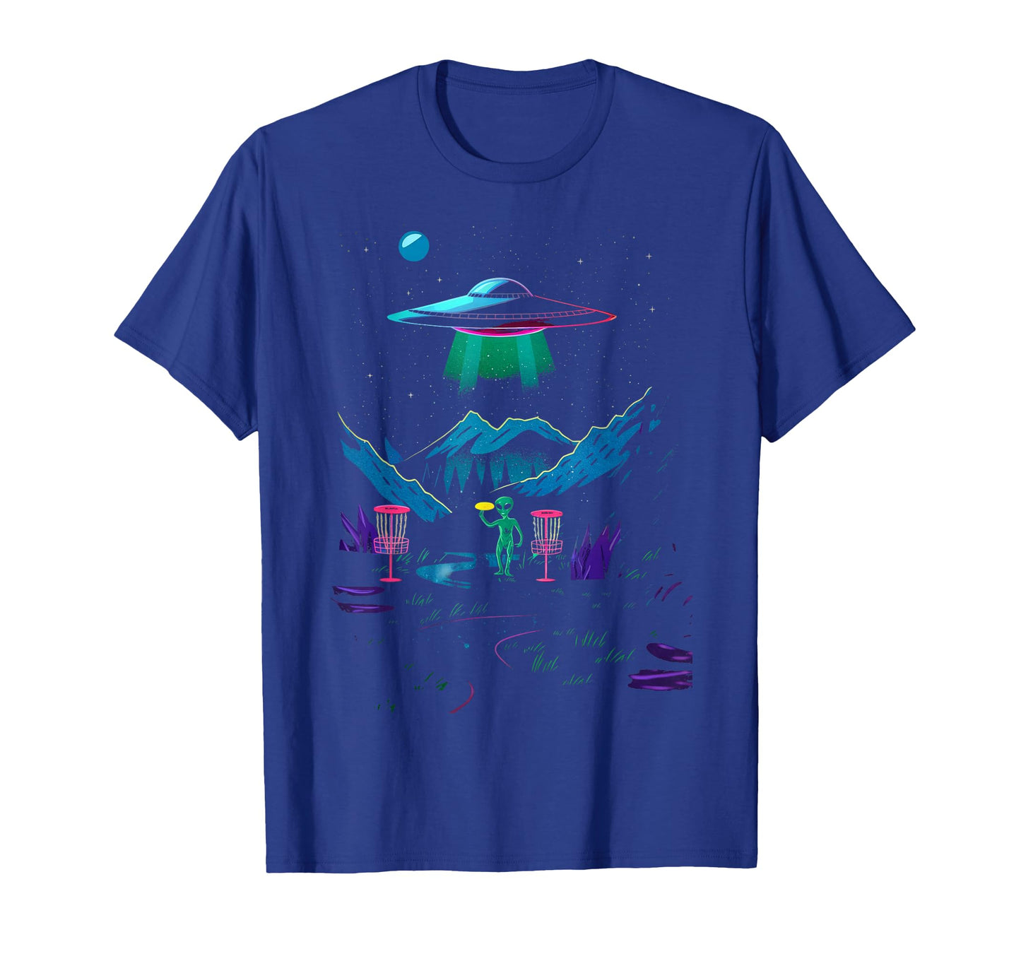 Funny Disc Golf Design For Men Women Disc Golf Alien Golfer T-Shirt