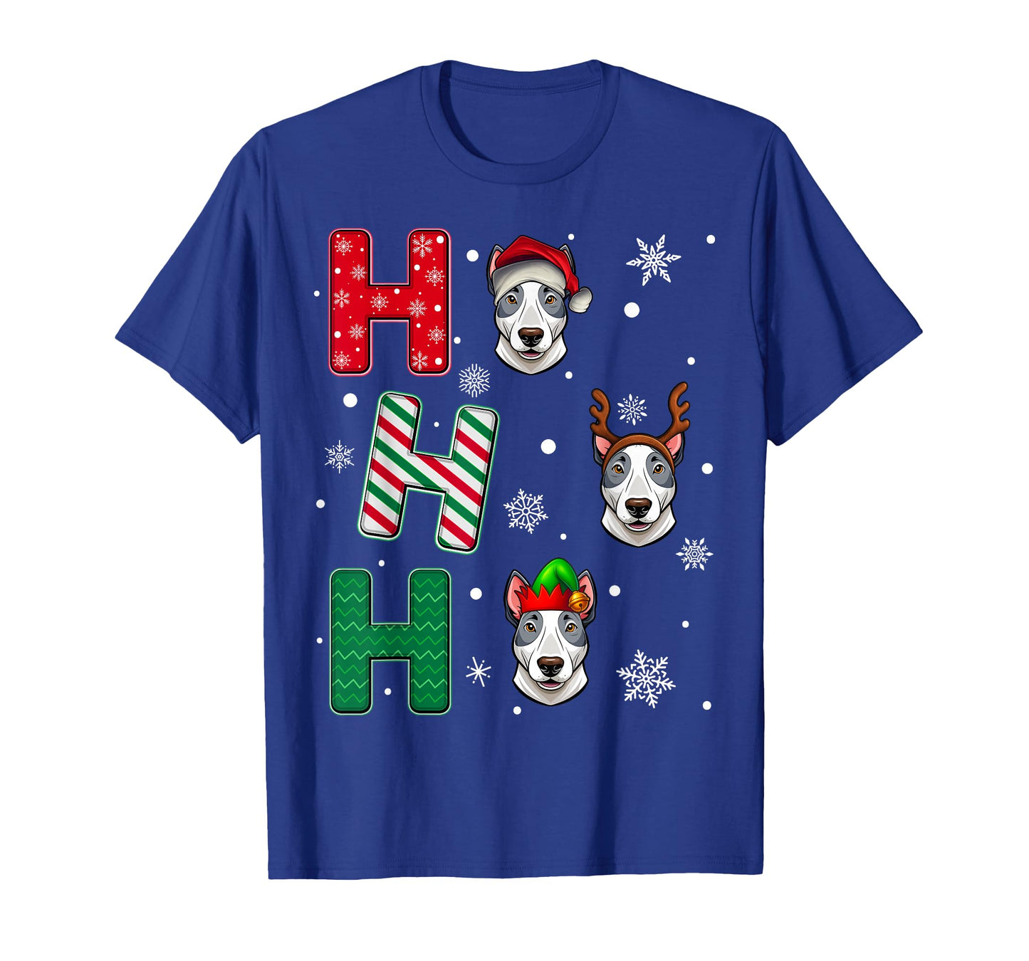 Ho Ho Ho Bull Terrier Dog Matching Christmas Santa Elf Xmas T-Shirt