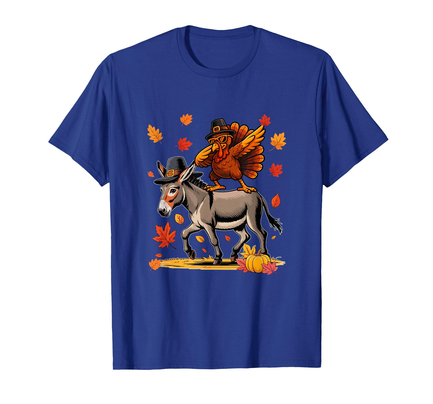 Dabbing Turkey On Donkey Thanksgiving Autumn Pilgrim Farmer T-Shirt