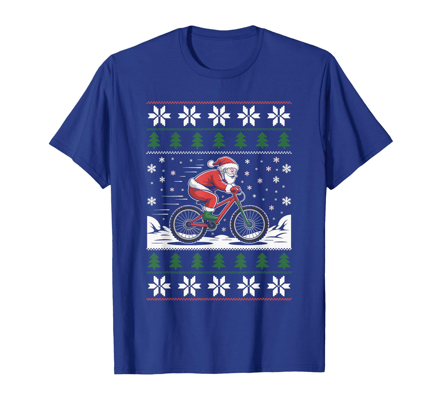 Santa Claus Mountain Bike Ugly Christmas Sweater MTB T-Shirt
