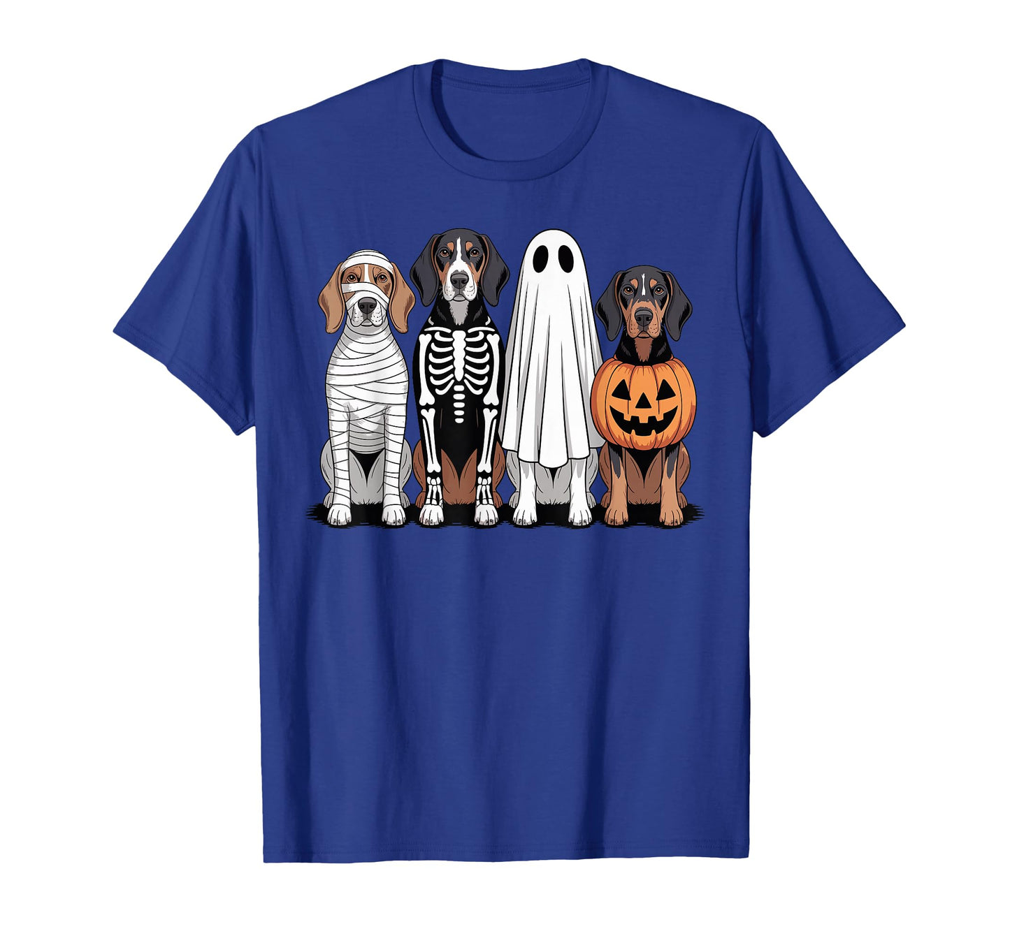 Spooky Ghost Coonhound Pumpkin Halloween Dog Skeleton T-Shirt