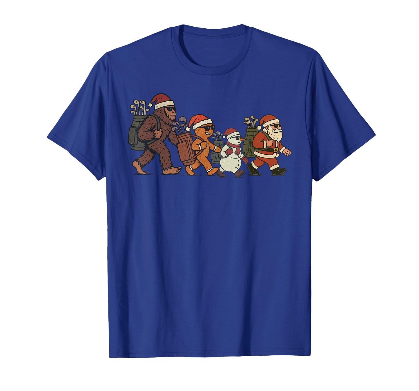 Santa Sasquatch Playing Golf Christmas Vintage Funny Xmas T-Shirt