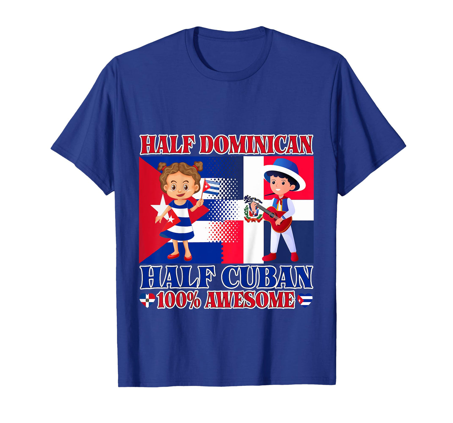 Half Cuban Half Dominican Republic Flag Toddler Girl Boy T-Shirt