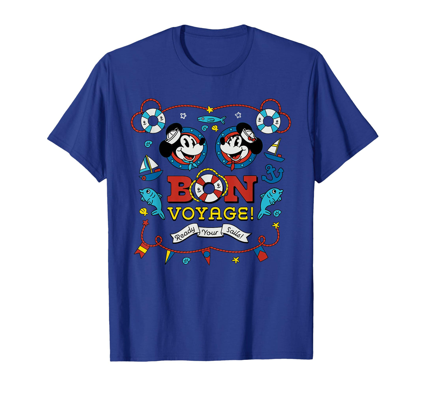 Disney Cruise Mickey & Minnie Mouse Bon Voyage Ship Vacation T-Shirt