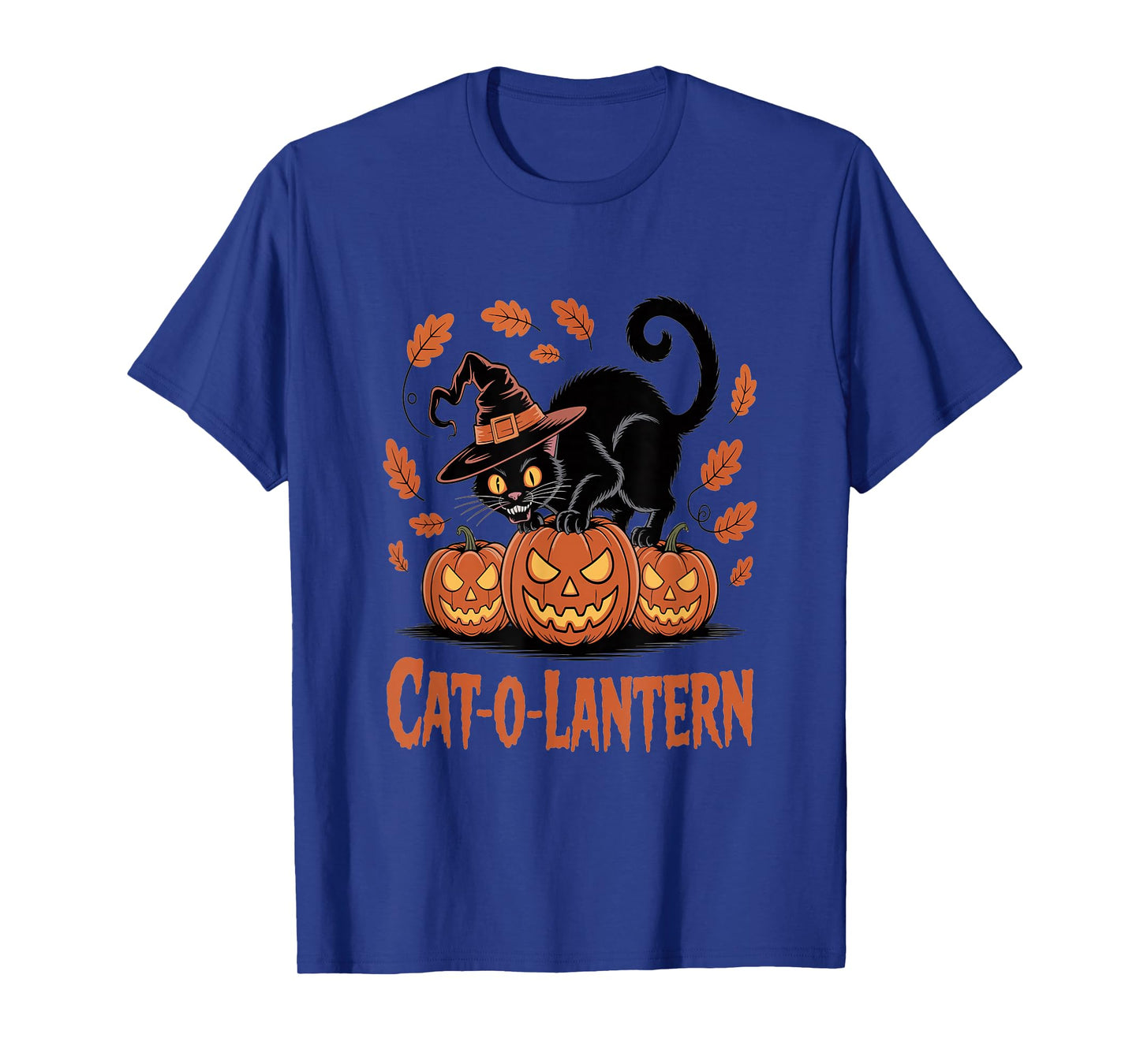 Cat-O-Lantern Black Cat Halloween Pumpkin Design T-Shirt