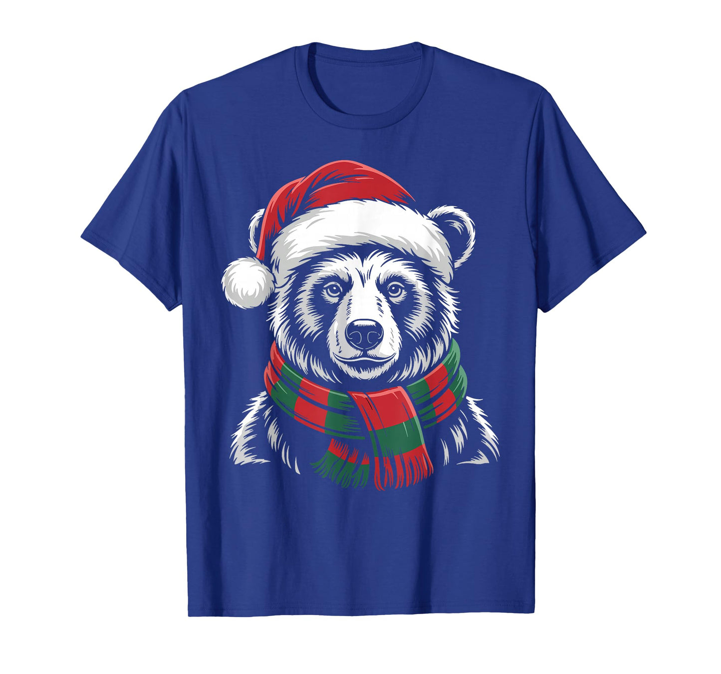 Bear Xmas Santa Hat Scarf Christmas Costume T-Shirt