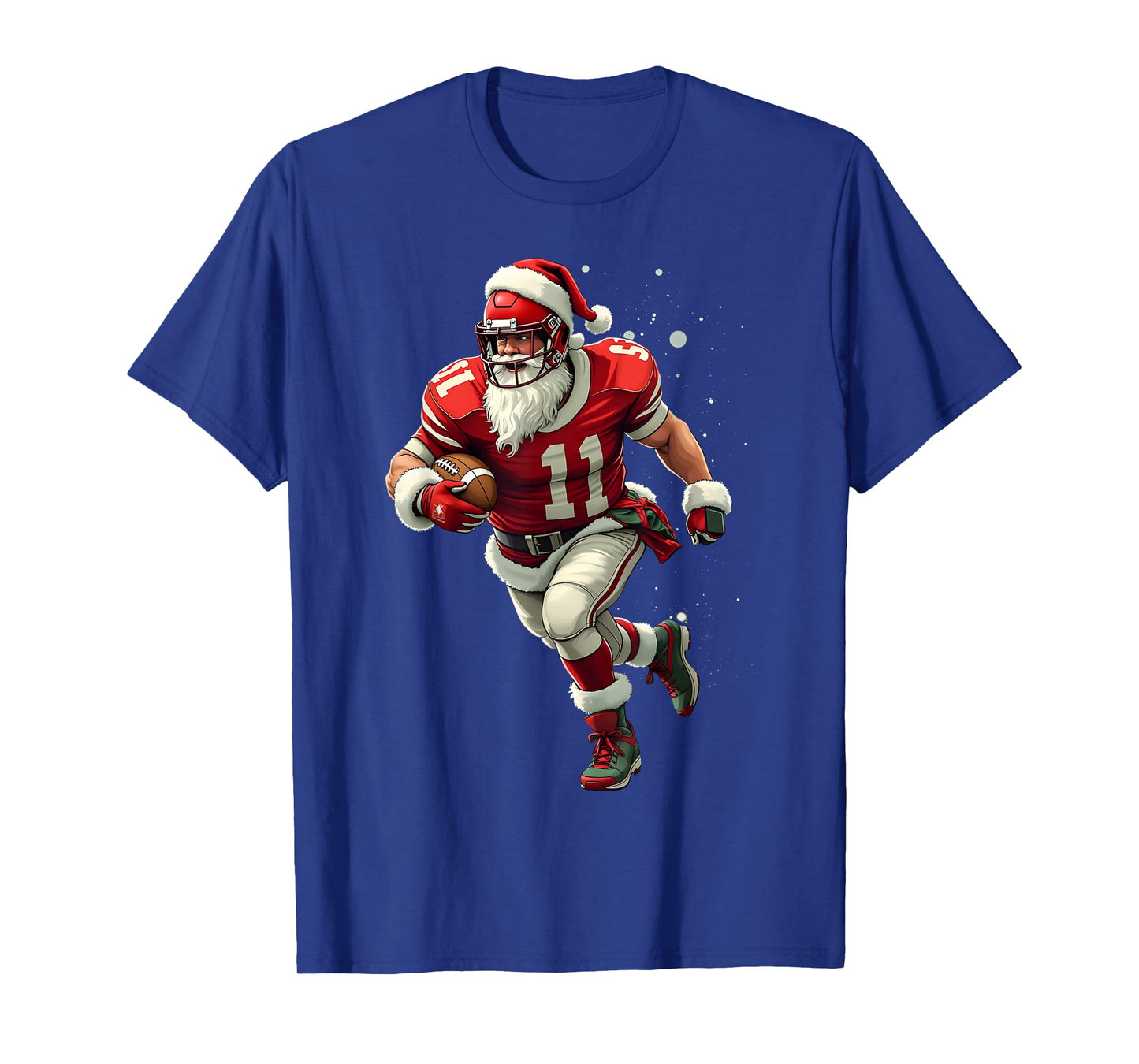 Santa Sports Christmas Football Player For Men Boys T-Shirt
