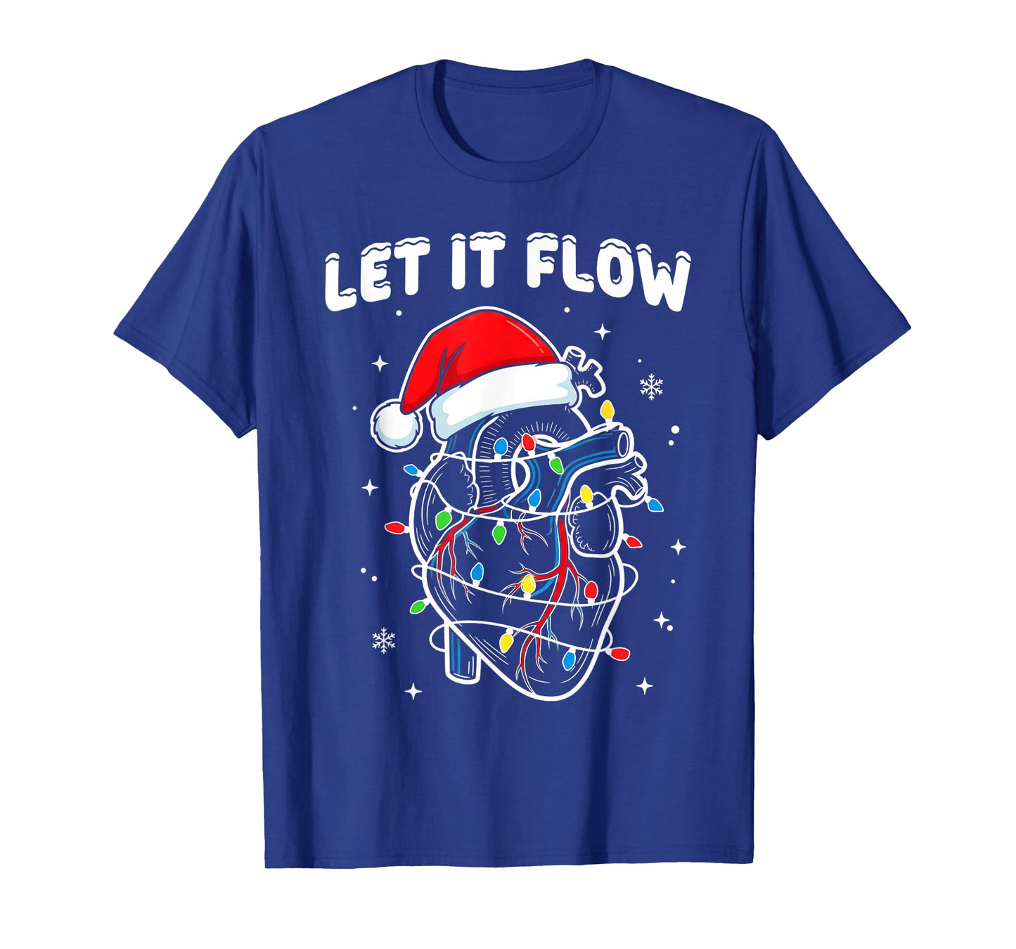 Let It Flow Anatomical Heart Funny Nurse Santa Christmas T-Shirt