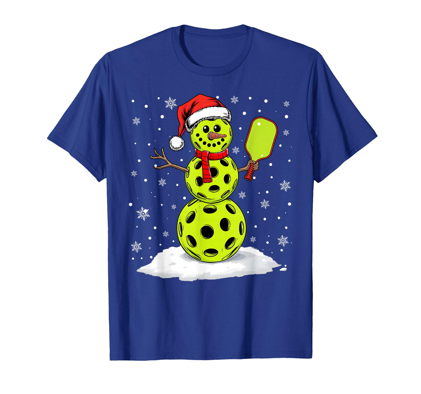 Santa Hat Snowman Xmas Funny Pickleball Lover Christmas T-Shirt