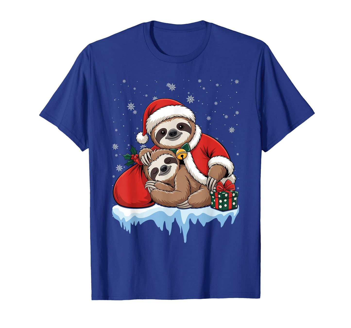 Sloth Santa Hat Christmas Pajama Cute Animal X-Mas Presents T-Shirt