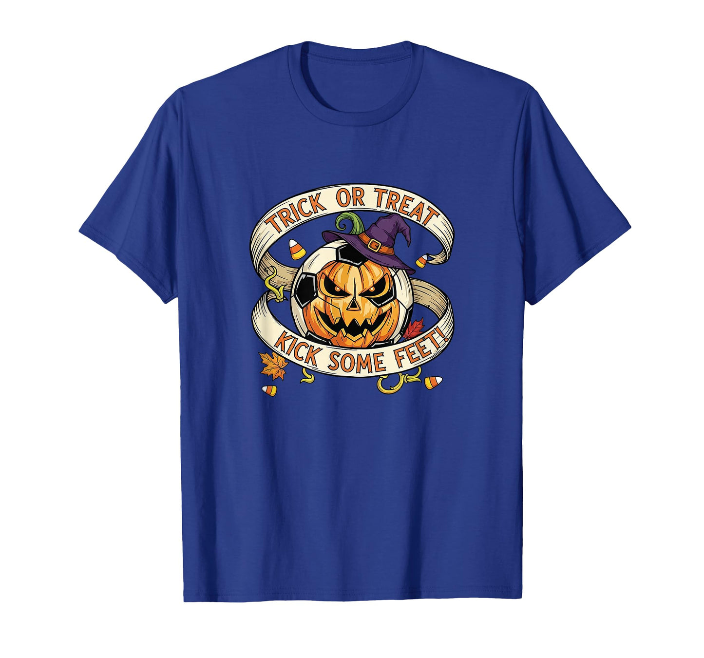 Trick or Treat Kick Some Feet Halloween Soccer Design T-Shirt
