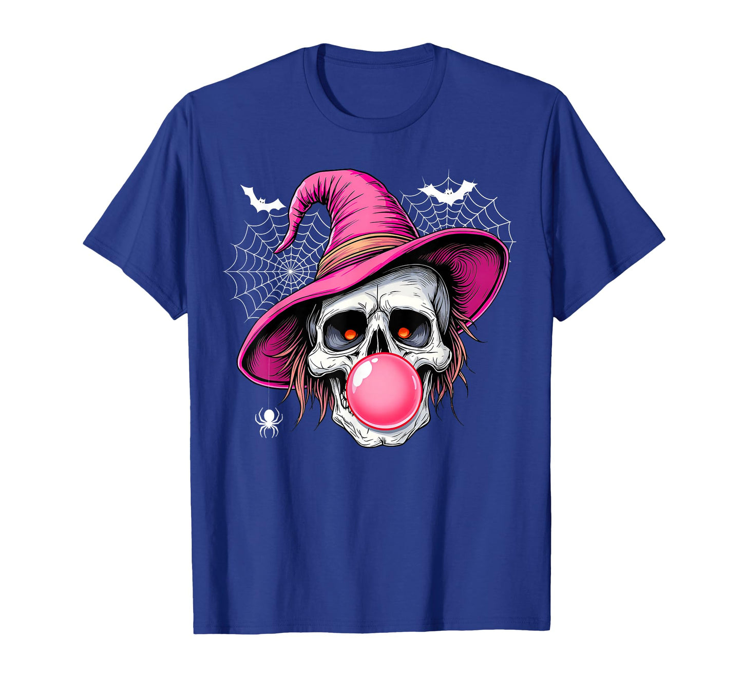 Funny Skeleton with Witch Hat Bubble Gum Retro Halloween T-Shirt