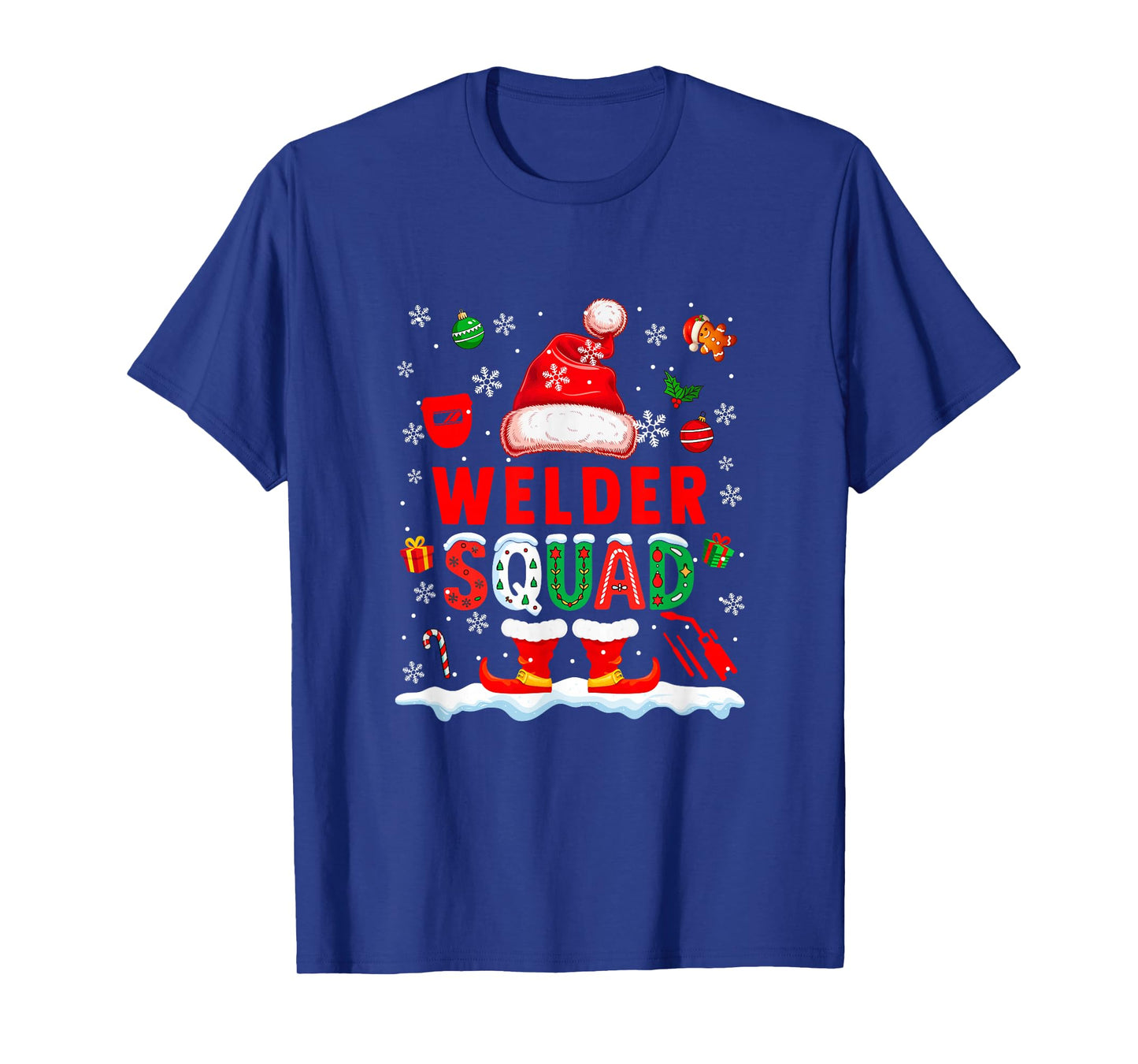 Welder Squad Men Job Christmas Santa Costume Bow Tie T-Shirt