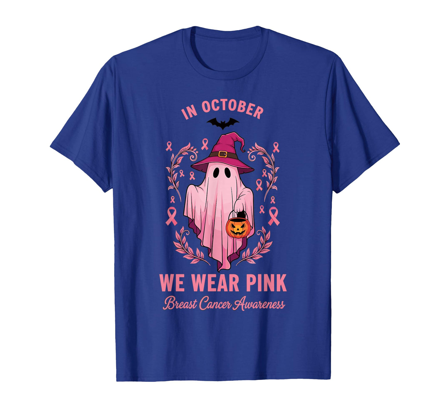 Halloween Pink Ghost We Wear Pink October Witch T-Shirt