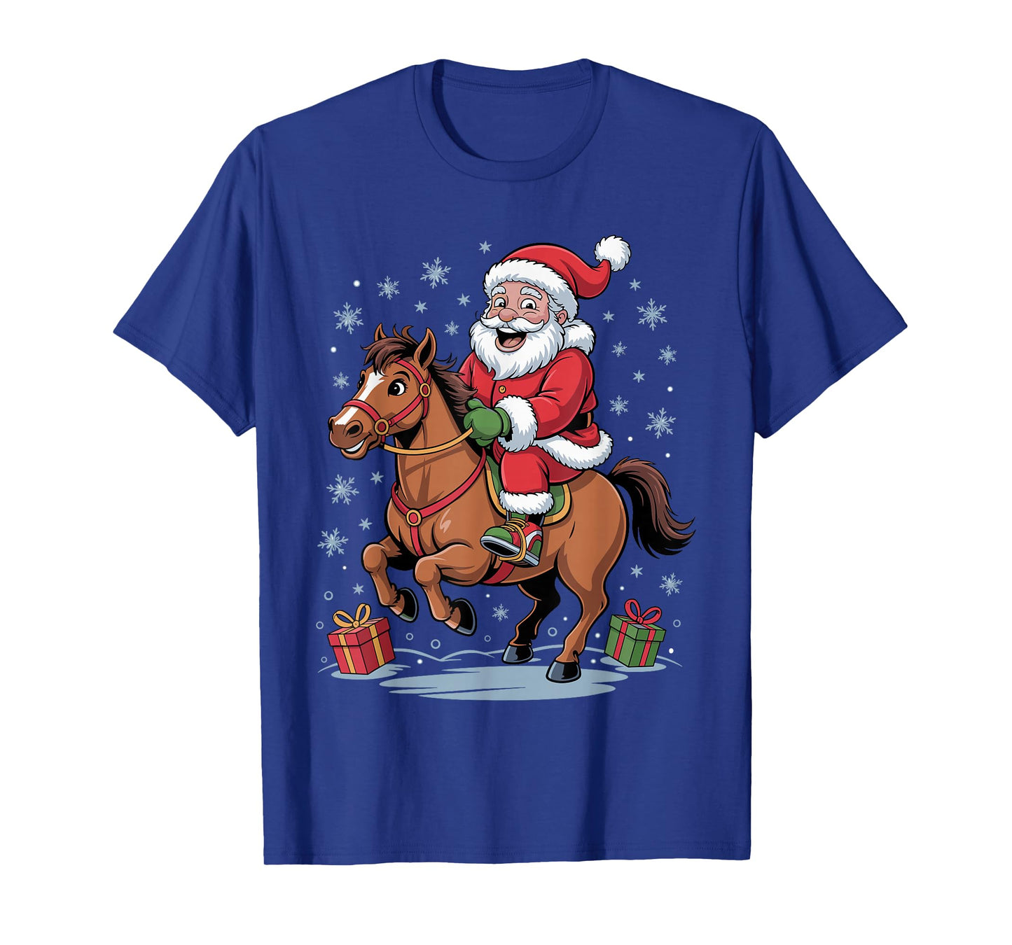 Funny Santa Riding Horse Equestrian Christmas Xmas Pajama T-Shirt