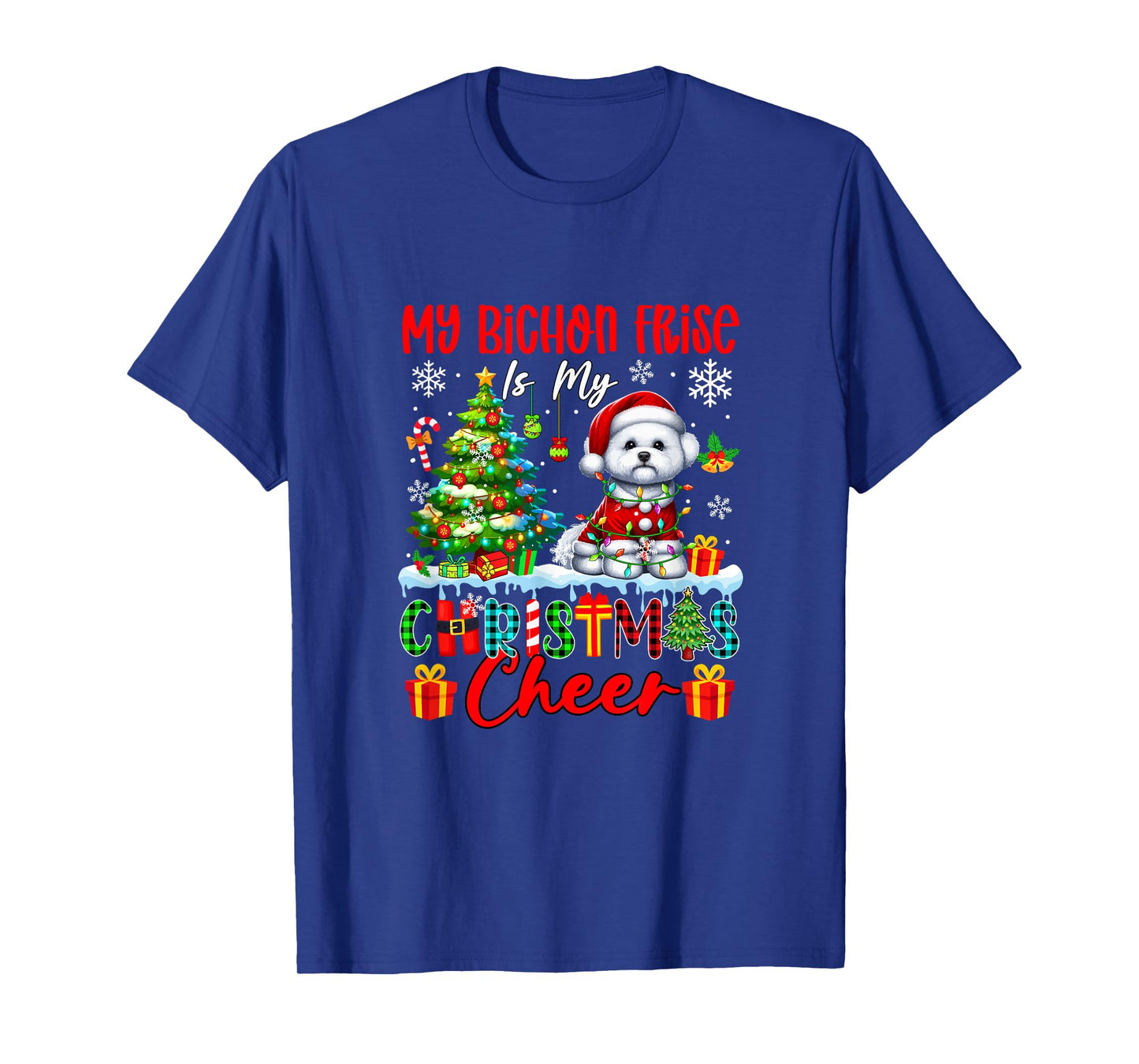 My Bichon Frise is My Xmas Cheer Funny Santa Dog Owner Kids T-Shirt