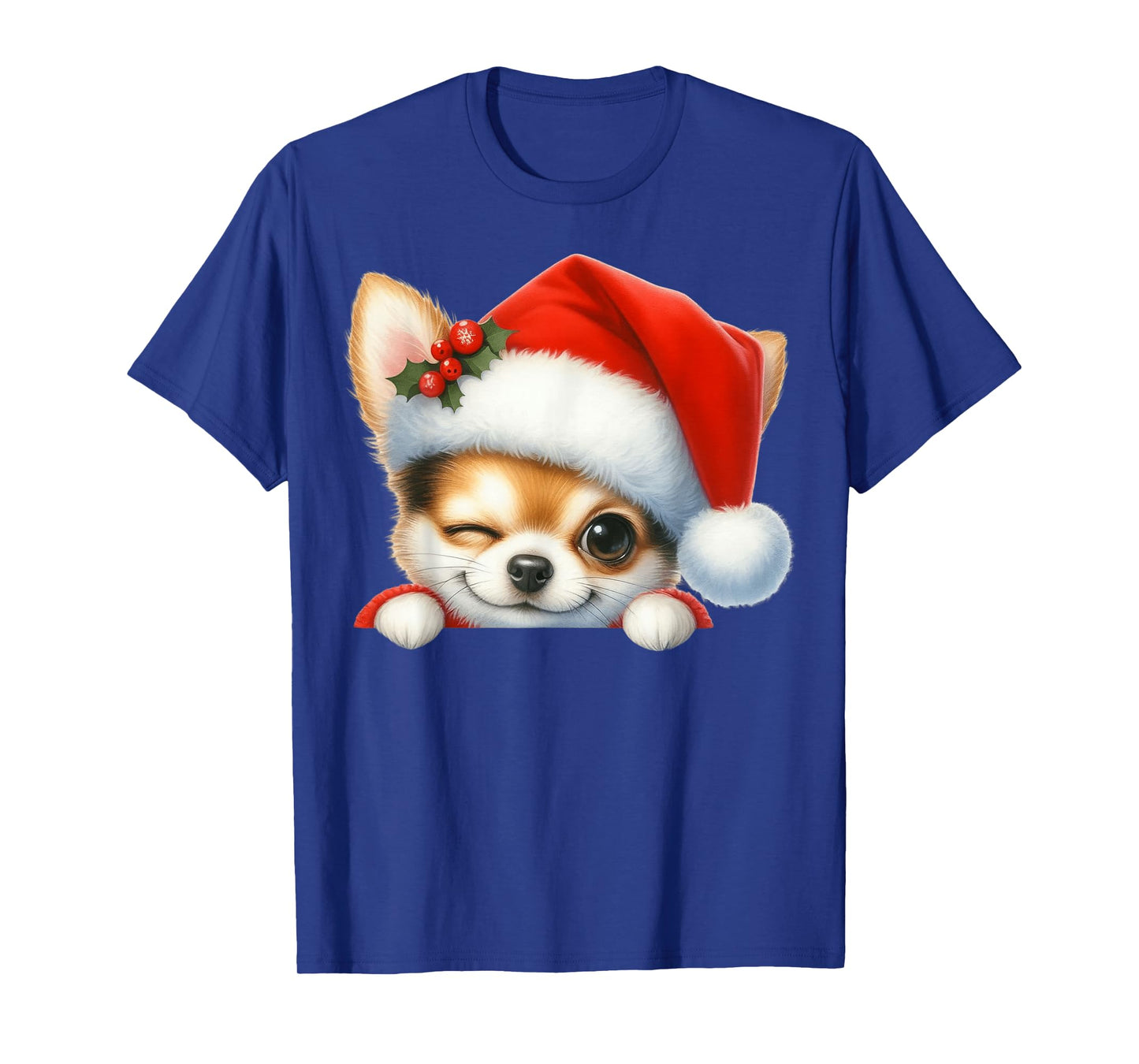 Chihuahua Dog Christmas Santa Hat Dog Mom Dad T-Shirt