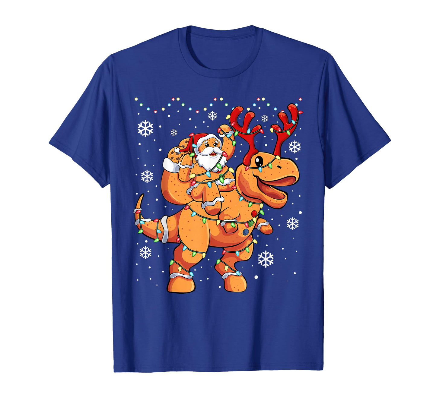 Christmas Santa Gingerbread Man Dinosaur TRex T-Shirt