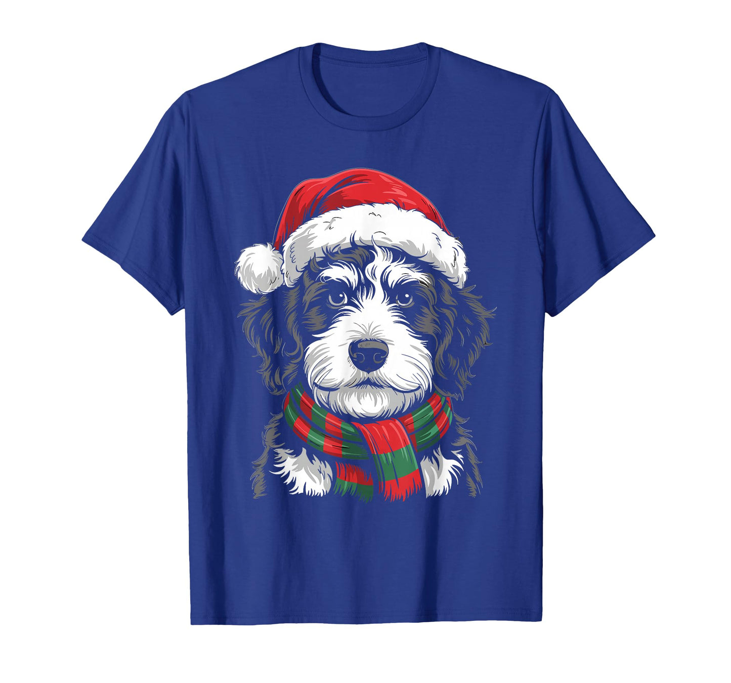 Bernedoodle Dog Xmas Santa Hat Scarf Christmas Costume T-Shirt
