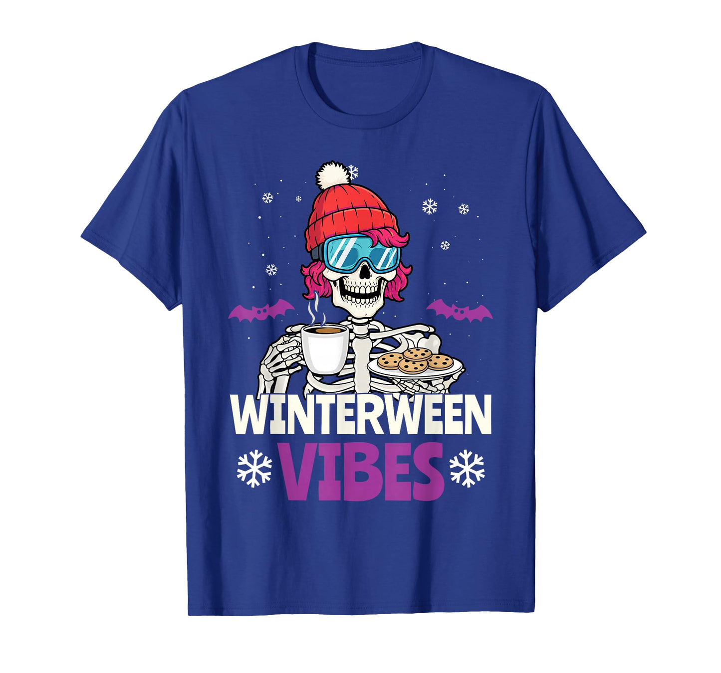 Winterween Vibes Winter Halloween Christmas Funny Skeleton T-Shirt